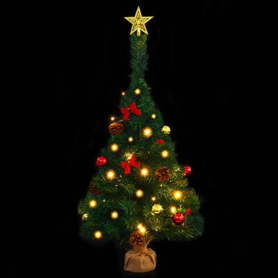 vidaXL Artificial Pre-lit Christmas Tree with Baubles Green 64 cm
