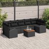 vidaXL Garden Sofa Set with Storage 8 pcs Black Poly Rattan