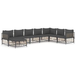 vidaXL 8 Piece Garden Lounge Set with Cushions Anthracite Poly Rattan
