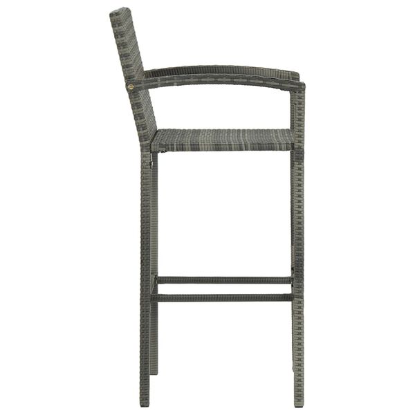 vidaXL Bar Stools 2 pcs Grey Poly Rattan