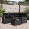 vidaXL Garden Sofa Set with Cushion 5 pcs Black Poly Rattan