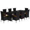 vidaXL 9 Piece Garden Dining Set with Cushions Black Poly Rattan