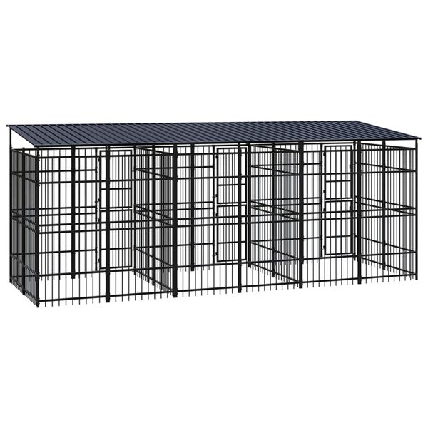 vidaXL Outdoor Dog Kennel with Roof Steel 11.06 m&sup2;