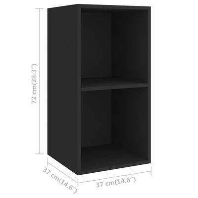 vidaXL Wall-mounted TV Cabinets 2 pcs Black Chipboard