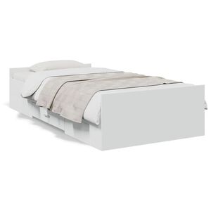 vidaXL Bed Frame with Drawers without Mattress White 90x190 cm Single