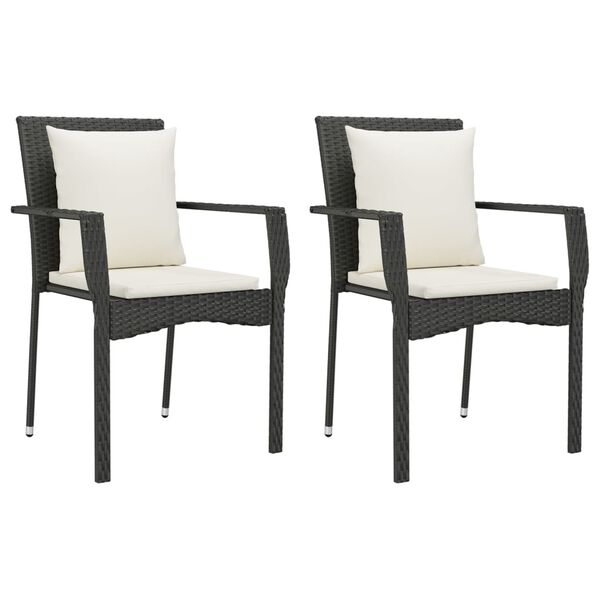 vidaXL 9 Piece Garden Dining Set with Cushions Black Poly Rattan