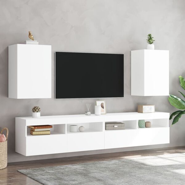 vidaXL TV Wall Cabinets 2 pcs White 40.5x30x60 cm Engineered Wood