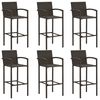 vidaXL 7 Piece Outdoor Bar Set with Armrest Poly Rattan Brown