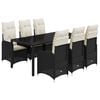vidaXL 7 Piece Garden Bistro Set with Cushions Black Poly Rattan