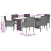 vidaXL 7 Piece Garden Dining Set with Cushions Black Poly Rattan