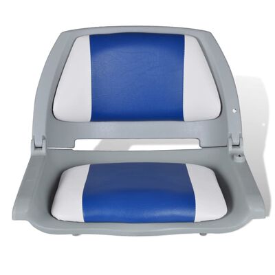 Boat Seat Foldable Backrest With Blue-white Pillow 41 x 51 x 48 cm