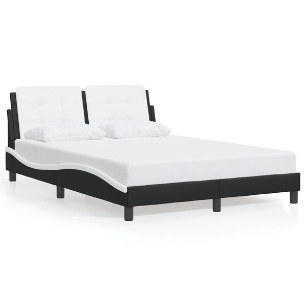 vidaXL Bed Frame with LED without Mattress "Zadar" Black and White 137x190 cm