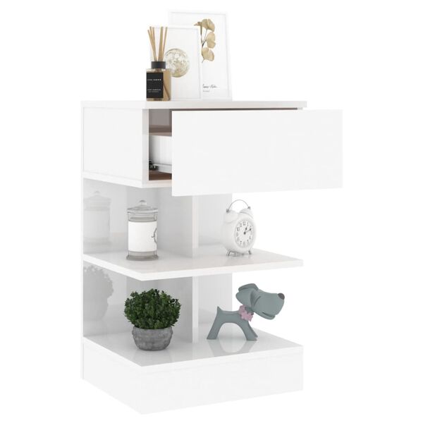 vidaXL Bedside Cabinets 2 pcs High Gloss White 40x35x65 cm