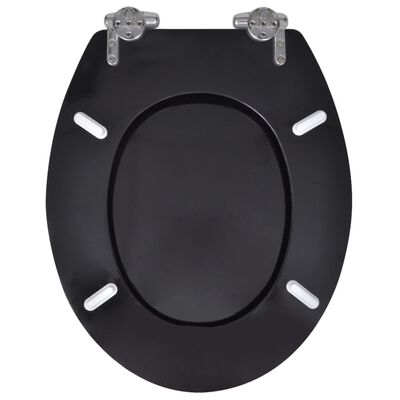 vidaXL Toilet Seats with Soft Close Lids 2 pcs MDF Black