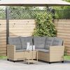 vidaXL Garden Sofa with Table&Cushions L-shaped Beige Poly Rattan