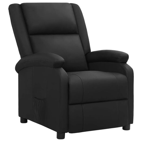 vidaXL Recliner Chair Black Real Leather