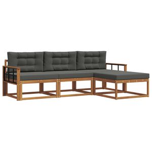 vidaXL Outdoor Sofa Set with Cushion 4 pcs Natural and Anthracite