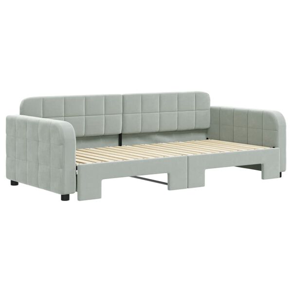 vidaXL Daybed with Trundle without Mattress Light Grey 90x190 cm