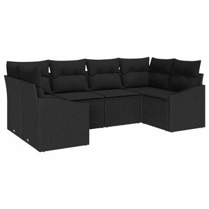 vidaXL Garden Sofa Set with Storage 6 pcs Black Poly Rattan