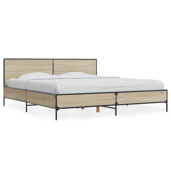 vidaXL Bed Frame without Mattress Sonoma Oak 180x200 cm Super King