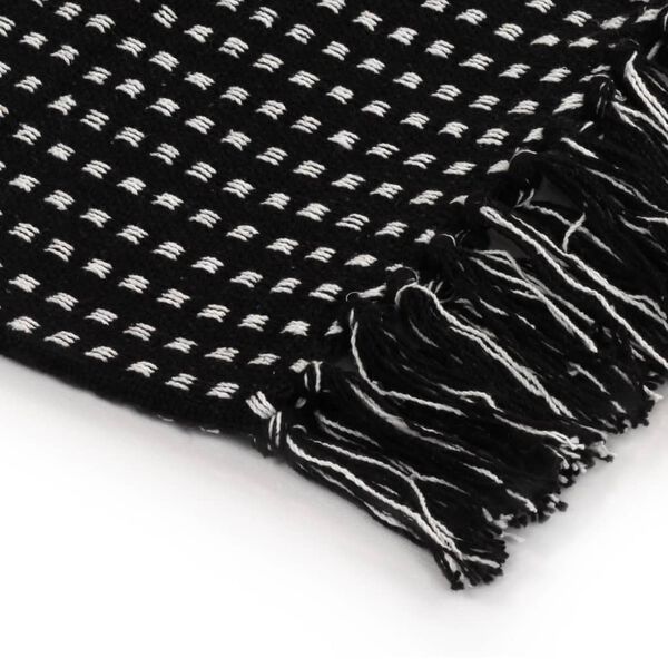 vidaXL Throw Cotton Squares 220x250 cm Black