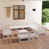 vidaXL 12 Piece Garden Lounge Set White Solid Pinewood