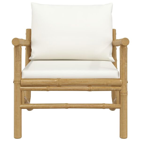 vidaXL Garden Chairs 2 pcs with Cream White Cushions Bamboo