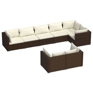 vidaXL 8 Piece Garden Lounge Set with Cushions Brown Poly Rattan