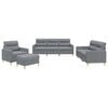 vidaXL 4 Piece Sofa Set with Cushions Light Grey Fabric