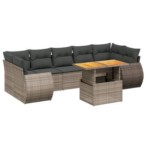 vidaXL 8 Piece Garden Sofa Set with Cushions Grey Poly Rattan