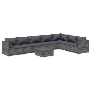 vidaXL 8 Piece Garden Lounge Set with Cushions Poly Rattan Grey
