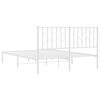 vidaXL Metal Bed Frame without Mattress with Headboard White 135x190cm