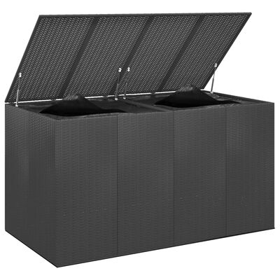 vidaXL Garden Cushion Box PE Rattan 194x100x103 cm Black