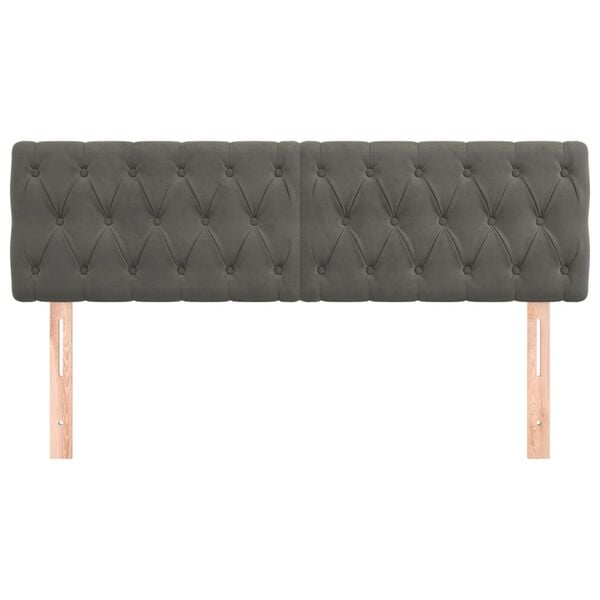 vidaXL Headboards Dark Grey 144x7x78/88 cm Velvet