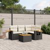 vidaXL 5 Piece Garden Sofa Set with Cushions Black Poly Rattan