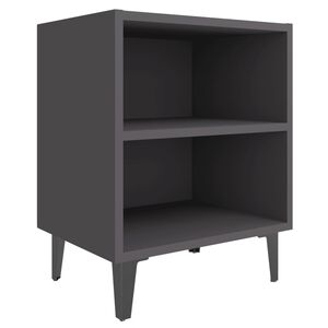 vidaXL Bed Cabinet with Metal Legs Grey 40x30x50 cm