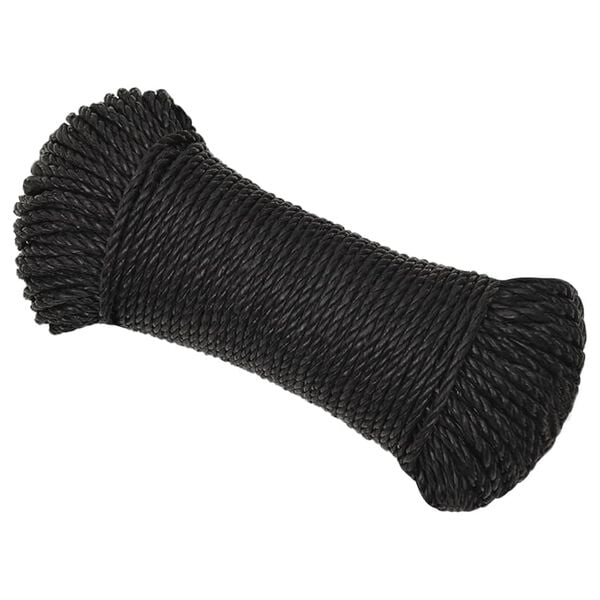 vidaXL Work Rope Black 6 mm 25 m Polypropylene