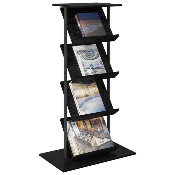 vidaXL Magazine Rack Black Oak 68 x 40 x 123.5 cm Engineered Wood