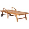 vidaXL Sun Lounger with Taupe Cushion Solid Teak Wood