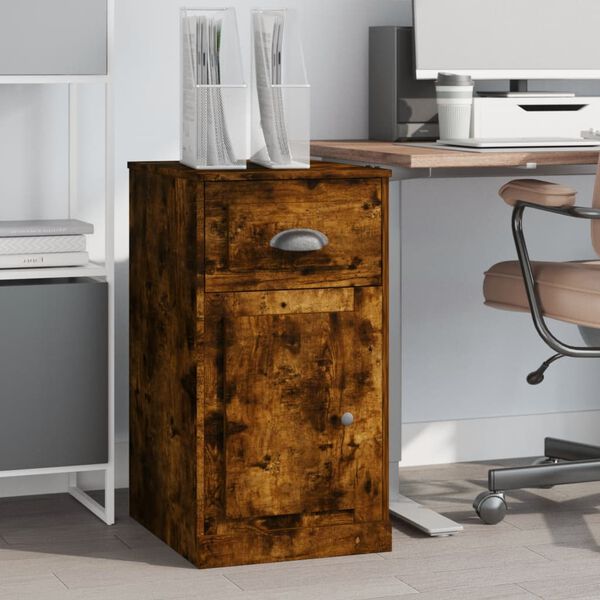 vidaXL Side Cabinet with Drawer Smoked Oak 40x50x75 cm Engineered Wood