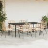 vidaXL 7 Piece Garden Dining Set with Cushions Brown Poly Rattan Glass