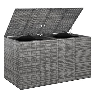 vidaXL Garden Cushion Box PE Rattan 194x100x103 cm Grey