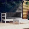 vidaXL 3 Piece Garden Lounge Set with Anthracite Cushions Pinewood