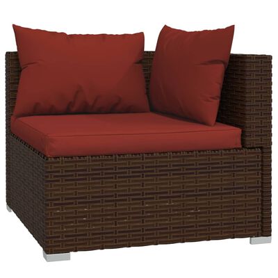 vidaXL 12 Piece Garden Lounge Set with Cushions Brown Poly Rattan