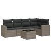 vidaXL 6 Piece Garden Sofa Set with Cushions Grey Poly Rattan