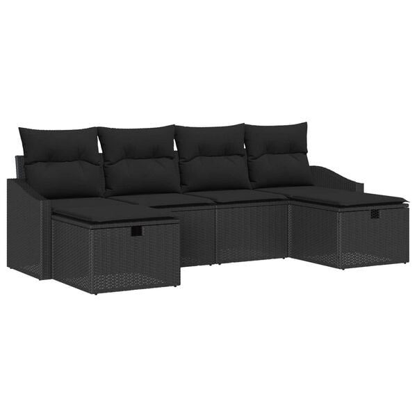 vidaXL Sofa Set with Cushion 6 pcs Poly Rattan