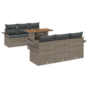 vidaXL Garden Sofa Set with Storage 7 pcs Grey Poly rattan