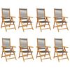 vidaXL Reclining Folding Chairs 8 pcs Grey Solid Wood Acacia