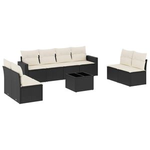 vidaXL 9 Piece Garden Sofa Set with Cushions Black Poly Rattan