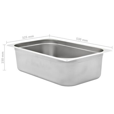 vidaXL Gastronorm Containers 2 pcs GN 1/1 150 mm Stainless Steel